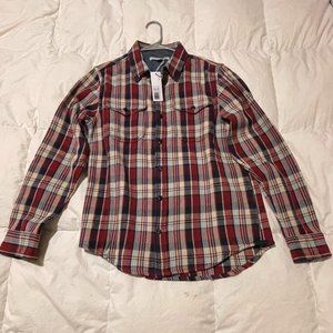 Outerknown Flannel Blanket Shirt in Grenadine Arcadia Plaid - Size S